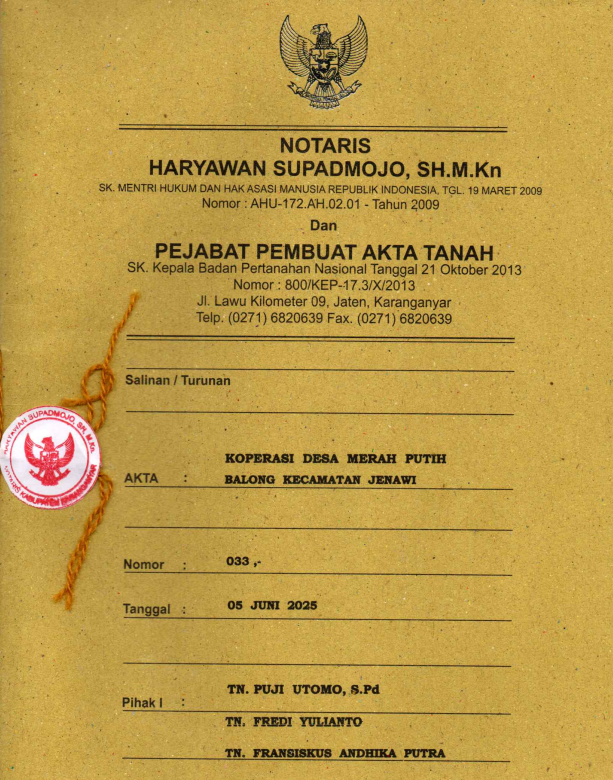 KOPERASI DESA MERAH PUTIH BALONG KECAMATAN JENAWI